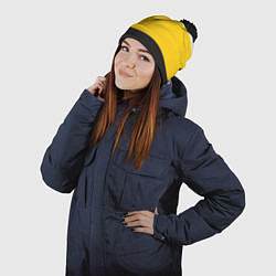 Шапка с помпоном За веру царя и святую триединую Русь КЦК желтый, цвет: 3D-черный — фото 2