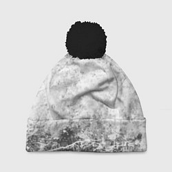Шапка c помпоном Абстракция - серый ветер