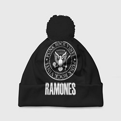 Шапка c помпоном Ramones rock logo