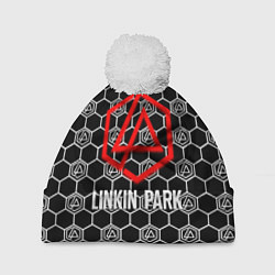 Шапка с помпоном Linkin park logo pattern, цвет: 3D-белый