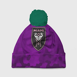 Шапка с помпоном Inter Miami logo pattern, цвет: 3D-зеленый