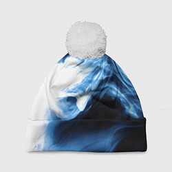 Шапка c помпоном Дым смок вейпа текстура