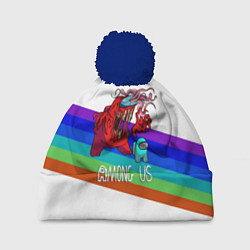 Шапка с помпоном Among us colors line монстр, цвет: 3D-тёмно-синий