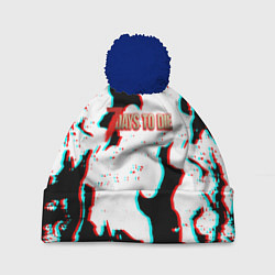 Шапка с помпоном 7 Days to die glitch fire, цвет: 3D-тёмно-синий