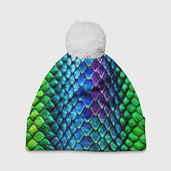Шапка c помпоном Радужная кожа змеи