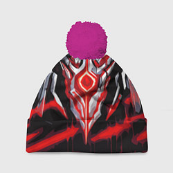 Шапка с помпоном Абстрактная красная руна, цвет: 3D-малиновый