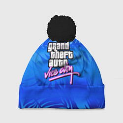 Шапка с помпоном GTA vice city тропики, цвет: 3D-черный