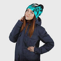 Шапка с помпоном The elder scrolls neon flame, цвет: 3D-черный — фото 2