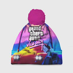 Шапка c помпоном Vice city retro wave Lambo