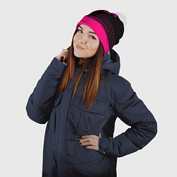 Шапка с помпоном ARMA розовая геометрия, цвет: 3D-белый — фото 2
