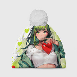 Шапка с помпоном Аниме сердечки, цвет: 3D-белый