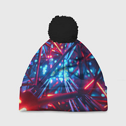Шапка с помпоном Неоновые трубки, цвет: 3D-черный