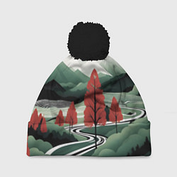 Шапка c помпоном Дорога на природу