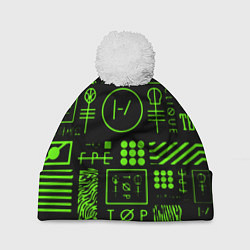 Шапка с помпоном Twenty one pilots neon, цвет: 3D-белый