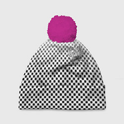 Шапка c помпоном Герб РФ клетка паттерн