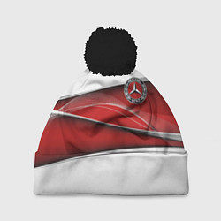 Шапка с помпоном Mercedes benz авто, цвет: 3D-черный