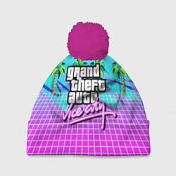 Шапка с помпоном Vice city tropic collection, цвет: 3D-малиновый