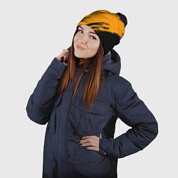 Шапка с помпоном Black desert краски абстракция, цвет: 3D-черный — фото 2