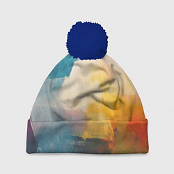 Шапка c помпоном Живопись мазками