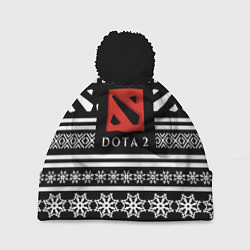 Шапка с помпоном Dota pattern game, цвет: 3D-черный