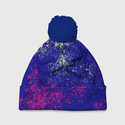 Шапка с помпоном Брызги красок фильтр, цвет: 3D-тёмно-синий