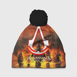 Шапка с помпоном Assassins Creed корабли, цвет: 3D-черный