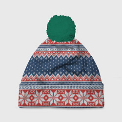 Шапка с помпоном Knitted Pattern, цвет: 3D-зеленый