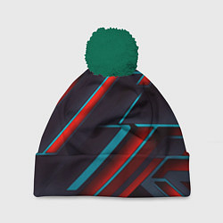 Шапка с помпоном Абстракция из линий, цвет: 3D-зеленый