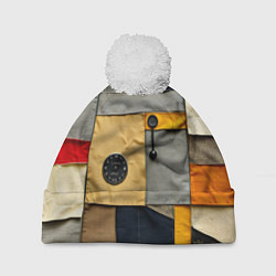 Шапка c помпоном Ретро пэчворк