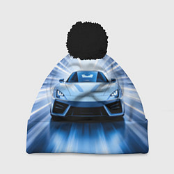 Шапка c помпоном Спорткар на скорости