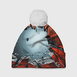 Шапка с помпоном Разбитые плиты из стекла, цвет: 3D-белый