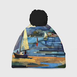 Шапка c помпоном Средиземноморский пейзаж