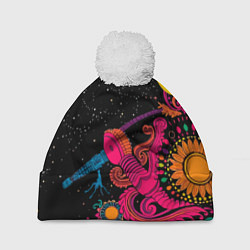 Шапка c помпоном Psychedelic abstract art