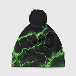 Шапка c помпоном Зеленая молния разлома