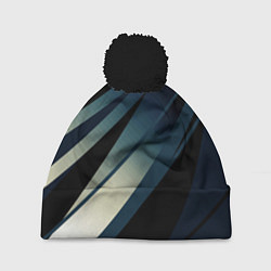 Шапка c помпоном Чёрно-синий абстрактный с полосами