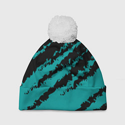 Шапка с помпоном The color is black and light blue, цвет: 3D-белый
