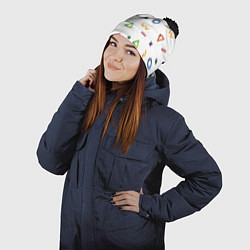 Шапка с помпоном Геометрический хаос, цвет: 3D-черный — фото 2