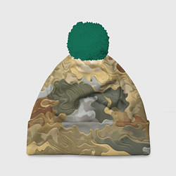 Шапка c помпоном Золотистый камуфляж