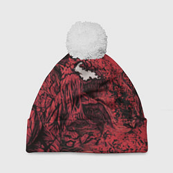 Шапка c помпоном Красный веном текстура Карнажа