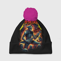 Шапка с помпоном Metallica - James Alan Hatfield, цвет: 3D-малиновый