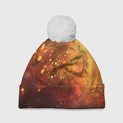 Шапка с помпоном Золотая блестящая текстура, цвет: 3D-белый