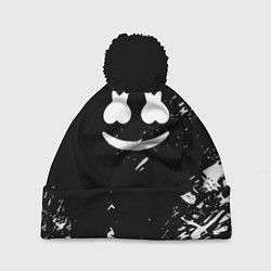 Шапка с помпоном Marshmello брызги красок, цвет: 3D-черный