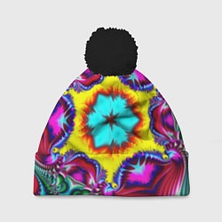 Шапка c помпоном Абстракция узор фракталы