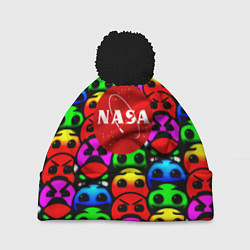 Шапка c помпоном NASA smile