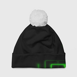 Шапка c помпоном Black green color