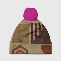 Шапка с помпоном Геометрические фигуры 2025, цвет: 3D-малиновый