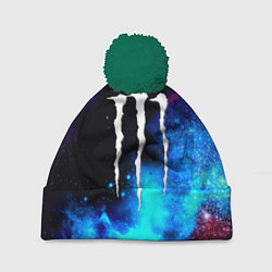 Шапка с помпоном Monster energy космос, цвет: 3D-зеленый