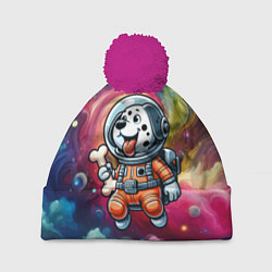 Шапка с помпоном Funny dalmatian puppy - ai art, цвет: 3D-малиновый