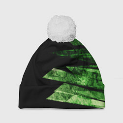 Шапка c помпоном Color green black