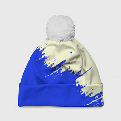 Шапка с помпоном Color blue white, цвет: 3D-белый